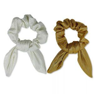 INC  2-Pc. Mixed Color Metallic Hair Scrunchie with Tie Set